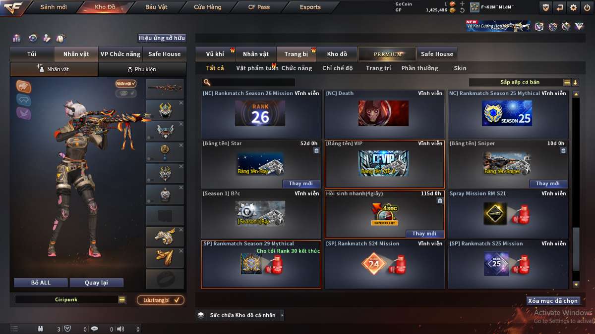shop acc cf uy tin gia re